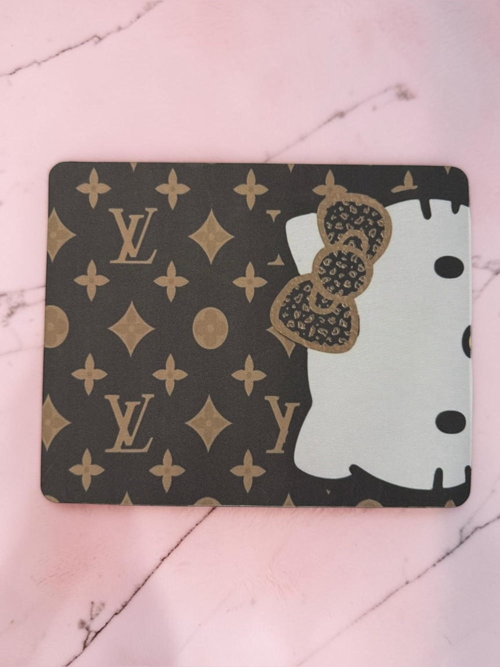 NWOT Designer Inspired Hello Kitty Brown Monogram Mouse Pad